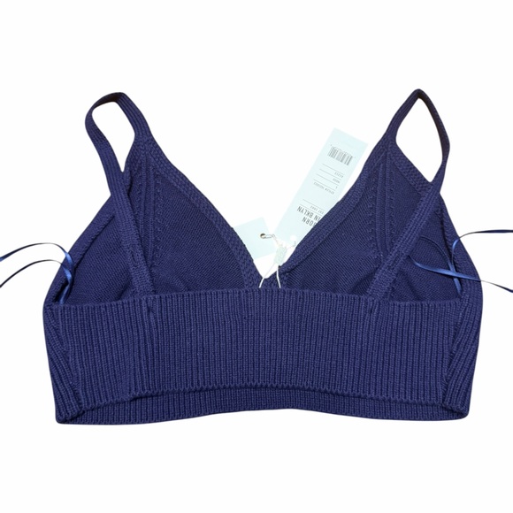 525 America NWT Women's Indigo Cotton Sweater Bralette Top size L - Picture 2 of 6